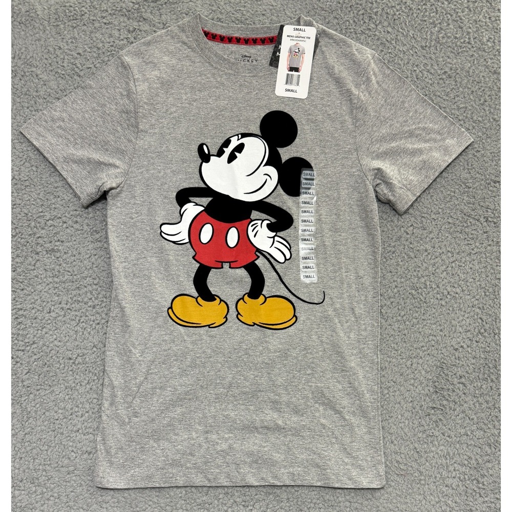 Disney Mickey Mouse Graphic T-shirt Mens Small Gray NEW